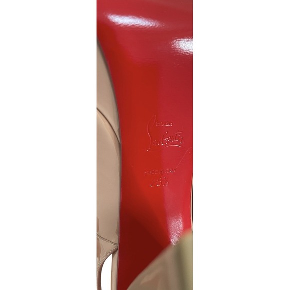 Christian Louboutin Movida 130 Nude Patent Leather Slingback Heel EU 38.5 US 8.5 - Picture 8 of 12